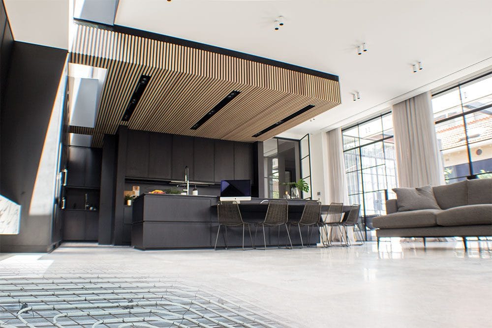 slab heating with tiles